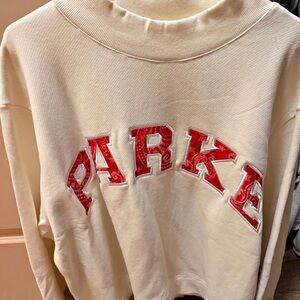 Rare Parke Women’s Bandana Cream Sweatshirt with Red Lettering